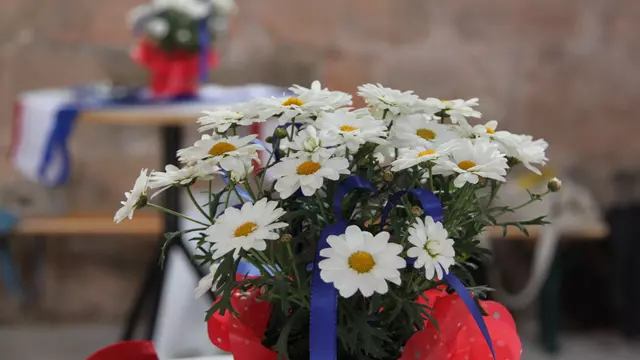 Blumen mit Bändern in den französischen Farben